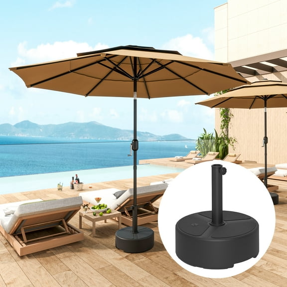 Outsunny Patio Umbrella Base Holder, Outdoor Umbrella Stand Base, Filled Up to 44lbs with Stand or 40lbs with Water for Garden, Poolside, Black