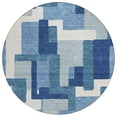 thumbnail image 2 of 8' Navy Blue And Sky Blue Round Abstract Washable Indoor Outdoor Area Rug, 2 of 5
