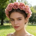 thumbnail image 5 of Women Rose Flowers Hairband, Branch Wedding Wreath Headband , Artificial Flower Floral Headpiece for Bride, Bridesmaids, Festival, and Party, Bohemian Rose for Special Occasions, 5 of 9