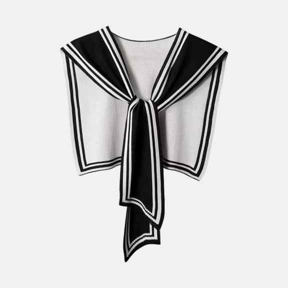 KANG Double Navy Style Knitted Striped Small Shawl For Autumn And Winter Warm