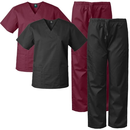 

2-PACK Medgear Scrubs for Men and Women Scrubs Set Medical Uniform Scrubs Top and Pants