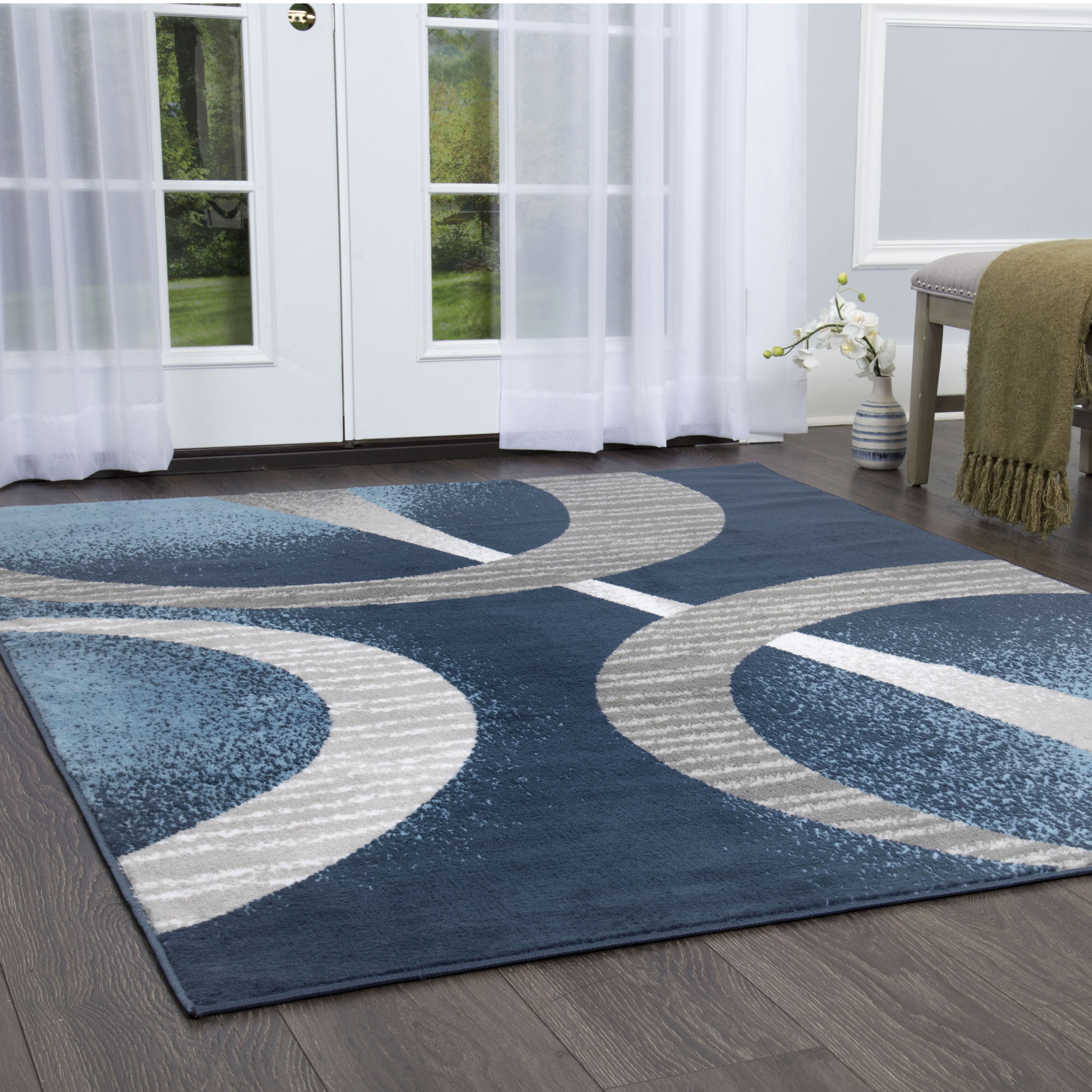 Home Dynamix Premium Indus Contemporary Geometric Area Rug, Blue/Grey, 5'2"x7'4"