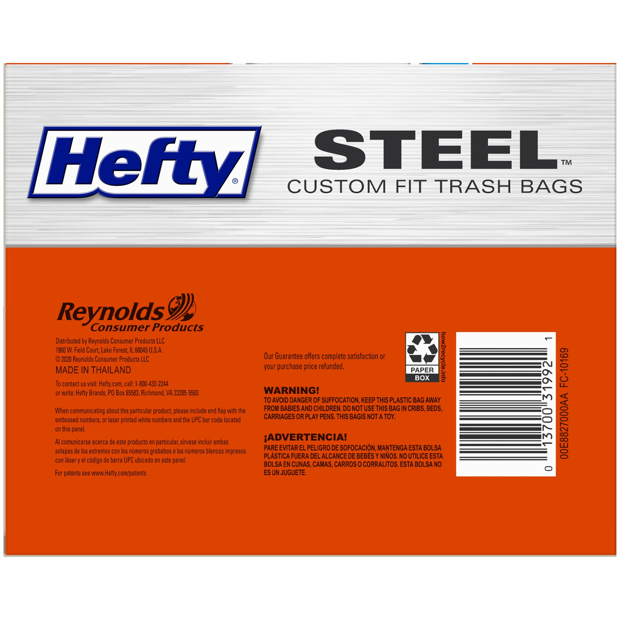 Hefty Steel Custom Fit B Size Drawstring Trash Bags, Black, Unscented, 3.2  Gallon, 20 Count