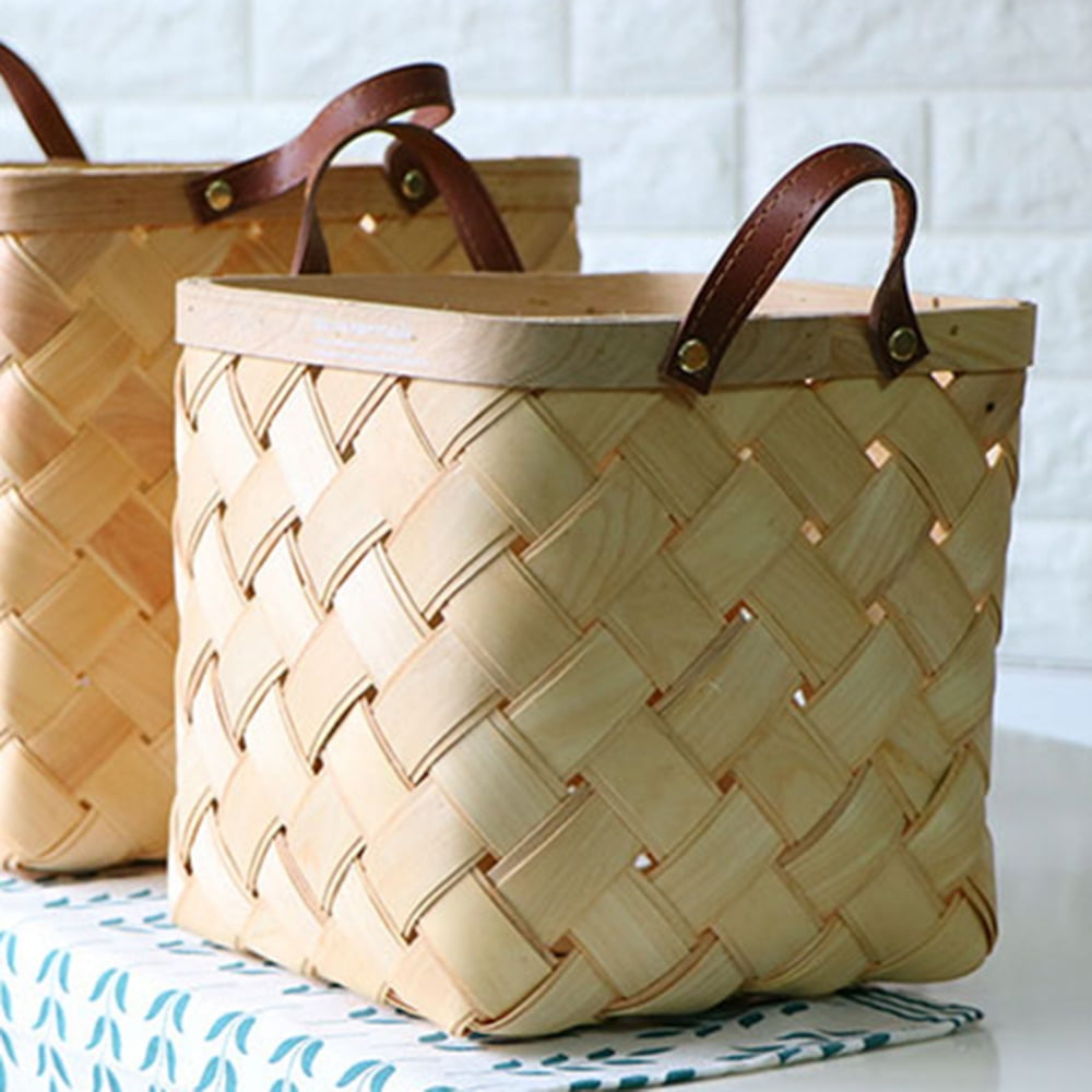 Woven Farmhouse Kitchen Pantry Food Storage Organizer Basket Bin for