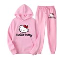 thumbnail image 1 of Cross-border AliExpress Hot Selling Hello Kitty Cartoon Print Unisex Casual Hooded Sweatshirt Casual Trousers suit, 1 of 5