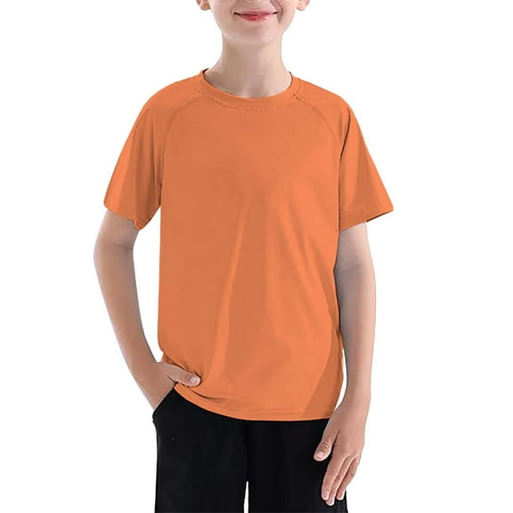 Ruyang Boys Short Sleeve Shirts Soft Solid Crew Neck Summer Sport Tshirts Tops Cute Funny Teen Kids School Casual Tees Clothes