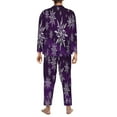 thumbnail image 5 of Bingfone Men'S Pajama Set 2 Piece Loungewear Pjs, Long Sleeve With Pajama Pants-Snowflake Gradient Purple, 5 of 9