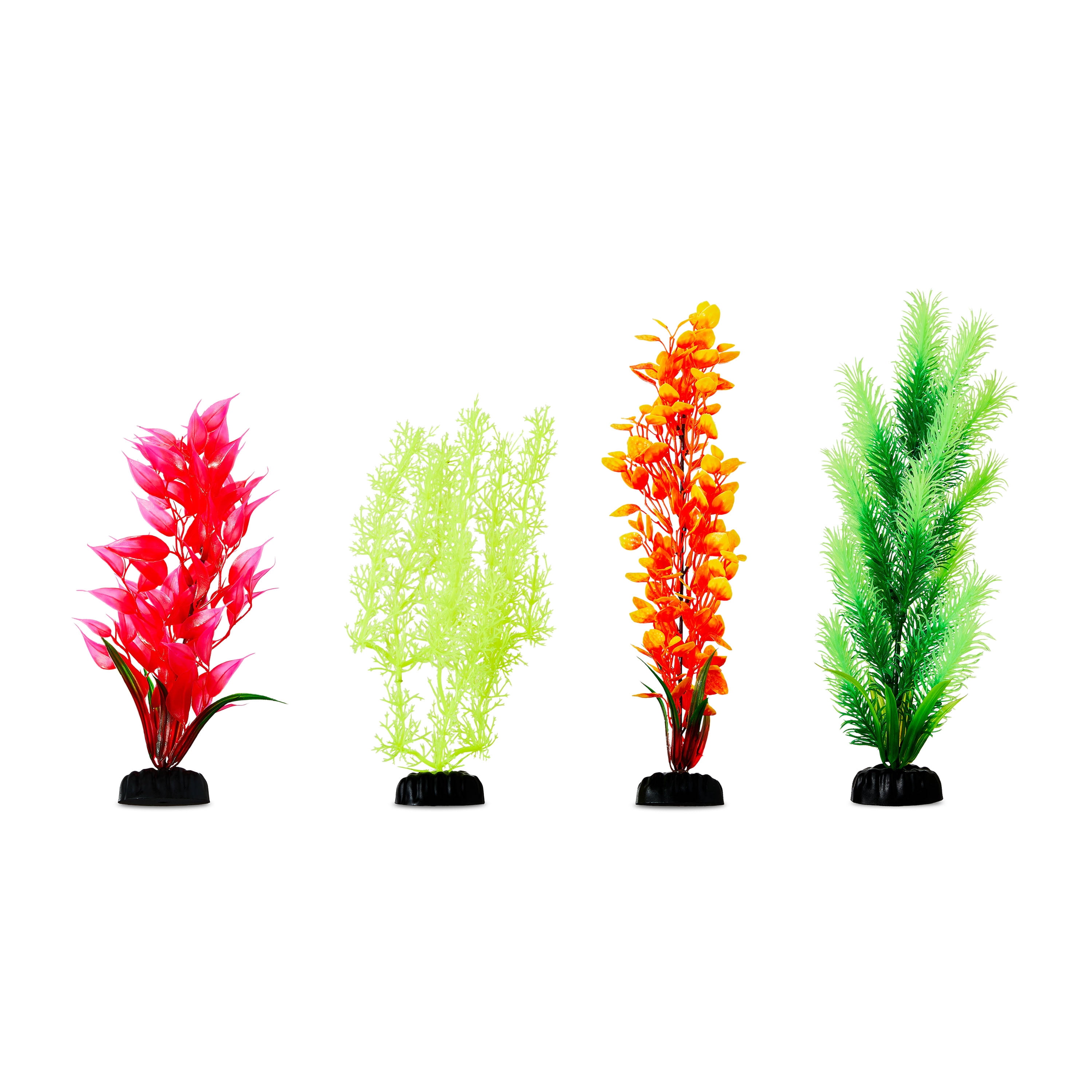 Vibrant Life 4-Piece Assorted Plastic Aquarium Plants, (2) 10-inch & (2) 12-inch