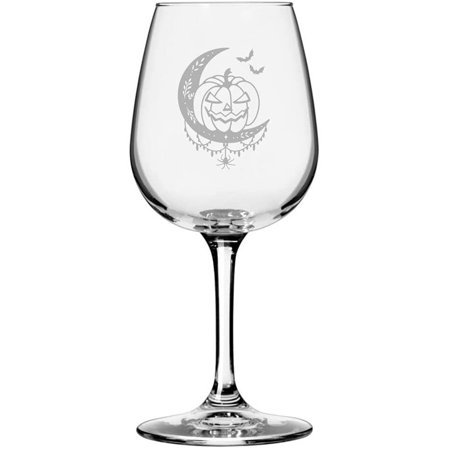 

Pumpkin Moon 1 Happy Halloween Etched 12.75oz All Purpose Libbey Wine Glass