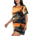 thumbnail image 2 of Kdxio Serene Ocean Sunset Print Pajamas Sets for Women Short-Sleeved Pjs with Lounge Shorts Two Piece Sleepwear S-4XL, 2 of 5