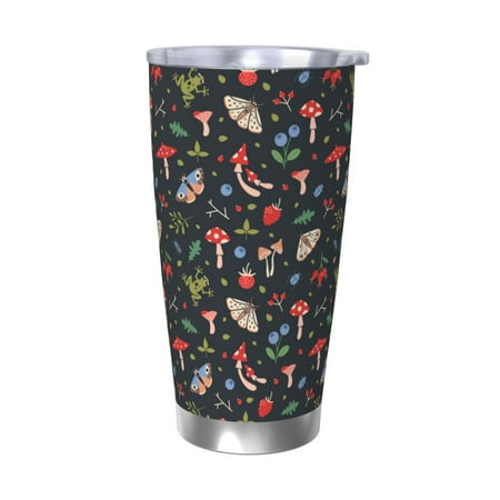 

Fuzoiu Forest Flora and Insects Print 20oz Tumbler Stainless Steel Vacuum Insulated Car Cup Insulated Coffee Mug Travel Mug with Lid Thermal Cup for Outdoor-Without Straw