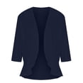 thumbnail image 6 of QLEICOM Womens Casual Tops, Plus Size Summer Cardigan Irregular Hem Shirt, Fashion Solid Cotton Comfortable Tops, V-Neck 3/4 Sleeve Cardigan Pullover Blouse Tunic Tops Navy XXL, 6 of 6