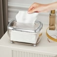 thumbnail image 4 of Paper Towel Holder Box with Spring Base & Magnetic Lid | Flip-Top Napkin Dispenser for Kitchen Bathroom Office | Plastic Storage Organizer 7.67x5.62x4.84 Inches | Rose Gold, 4 of 6