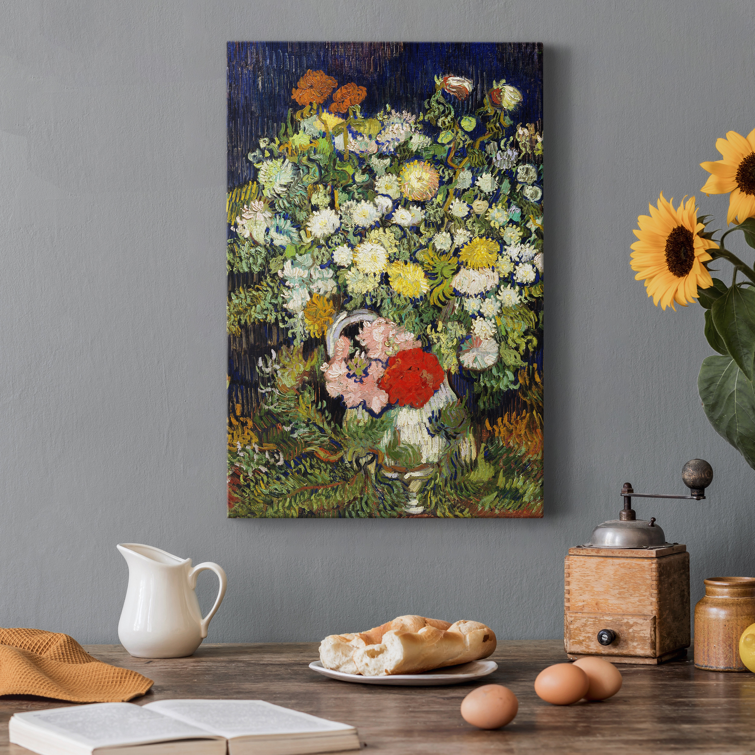Bouquet of Flowers in a Vase Premium Gallery Wrapped Canvas - Ready to Hang - 8 x 12