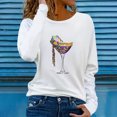 thumbnail image 2 of Xdegoge Mardi Gras Shirts for Women Long Sleeve Cocktail Mask Beads Print Loose Fit Tee Holiday Party Tops Casual Crewneck T-Shirt, 2 of 5