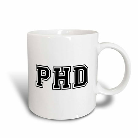 3dRose pHD - graduate school college or university graduation gift - black - doctor graduating souvenir, Ceramic Mug,