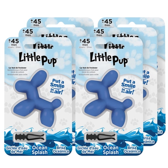 Little Pup 96603-6PK Ocean Splash Scent, Car Air Freshener, Clips to A/C Air Vent, Set of 6
