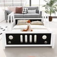 thumbnail image 3 of Full Size Classic Car-Shaped Platform Bed with Wheels,White, 3 of 13