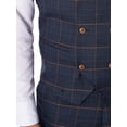 thumbnail image 5 of Marc Darcy Jenson Double Breasted Check Waistcoat, Blue, 5 of 9