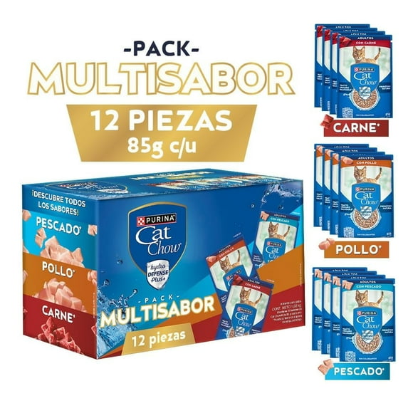 Alimento húmedo para gato Purina Cat Chow Adulto Pouches Multisabor 12 Pack