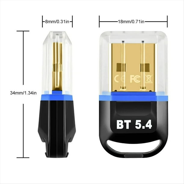 Adaptador Dongle USB Bluetooth 5.4 para PC RatóN InaláMbrico Teclado Altavoz MúSica Audio Receptor Transmisor Bluetooth