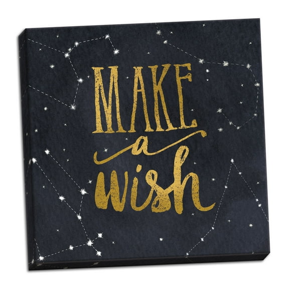 Gango Home Decor Contemporary Starry Words I v.3 Gold by Sara Zieve Miller (Ready to Hang); One 12x12in Hand-Stretched Canvas
