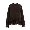 thumbnail image 4 of Dolkfu Crew Neck Sweaters for Women 2025 Button Up Brown Fringed Cardigan Sweater Open Front Knit Blouse Tops for Woman L, 4 of 9
