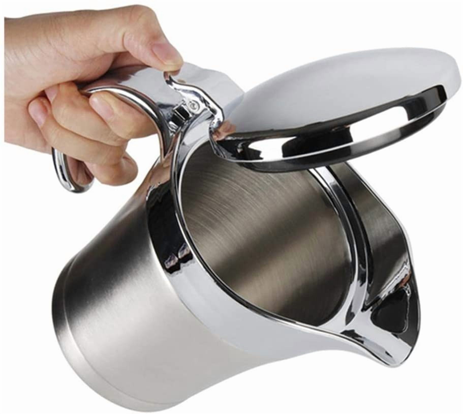 ABPETE 16 oz Double Wall Stainless Steel Boat,Warm-Retaining Creamer & Sauce Pitcher for Coffee,Sleek Polish Finish