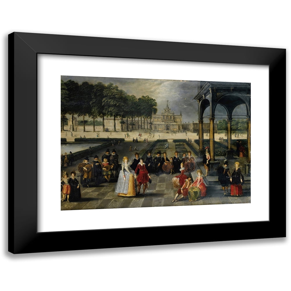Louis de Caullery 18x14 Black Modern Framed Museum Art Print Titled - Elegant in the Park of a Classic Palace
