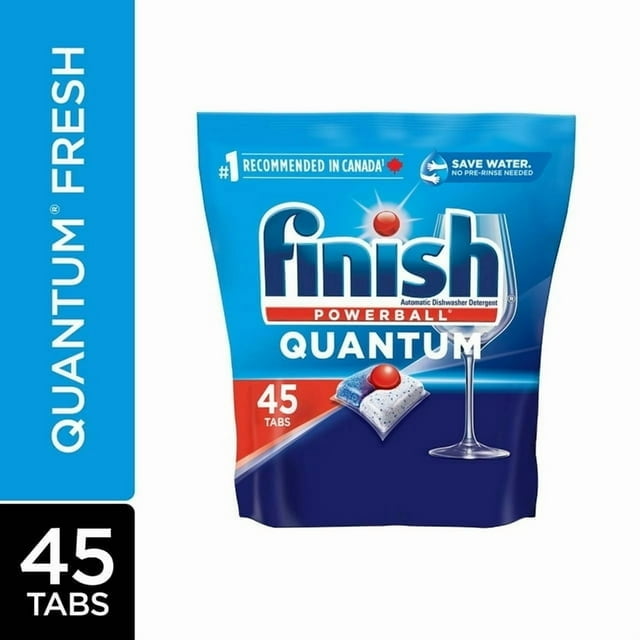 Finish Capsules de Détergent pour Lave-Vaisselle, Quantum Max, Frais, 45 Tablettes, Brillance et Protection du Verre, Détergent pour Lave-Vaisselle, Détergent pour Lave-Vaisselle