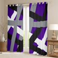 thumbnail image 2 of Manfei Geometric Lines Print Blackout Curtains Set of 2 (52x84 Each),Retro Stripes Pattern Window Curtains,Gray Black Purple Curtains and Drapes For Teens,Breathable Home Decor, 2 of 6