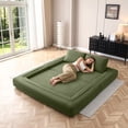 thumbnail image 6 of 81" Convertible Sofa Bed, 3-in-1 Folding Floor Couch, Corduroy Fold Out Sleeper Futon Mattress with Pillows, Boneless Lounge Loveseat for Living Room, Green, 6 of 13