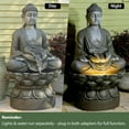 thumbnail image 7 of Buddha Water Fountain Outdoor Large Sitting Lotus Base Waterfall Fountains Zen Water Feature Indoor with LED Light for Garden Patio Backyard Deck Lawn Porch Balcony Home 45 inches Gray, 7 of 7