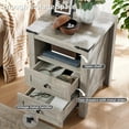 thumbnail image 6 of Joaxswe Farmhouse Nightstand with Charging Station, Rustic Bedside Table with Drawers for Bedroom, Vintage End Table with Open Shelf for Living Room, Grey, 6 of 8