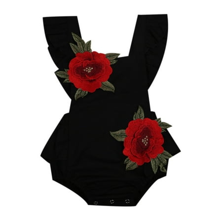 

Hirigin Baby Girls Romper 3D Rose Embroidery Summer Outfits