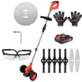thumbnail image 1 of Désherbeur à Piles avec Roues, Désherbeur Sans Corde avec 3 Types de Lames, Bâton Pliable, Désherbeur Électrique Sans Fil pour Pelouses, Cour, Jardin, 1 of 7