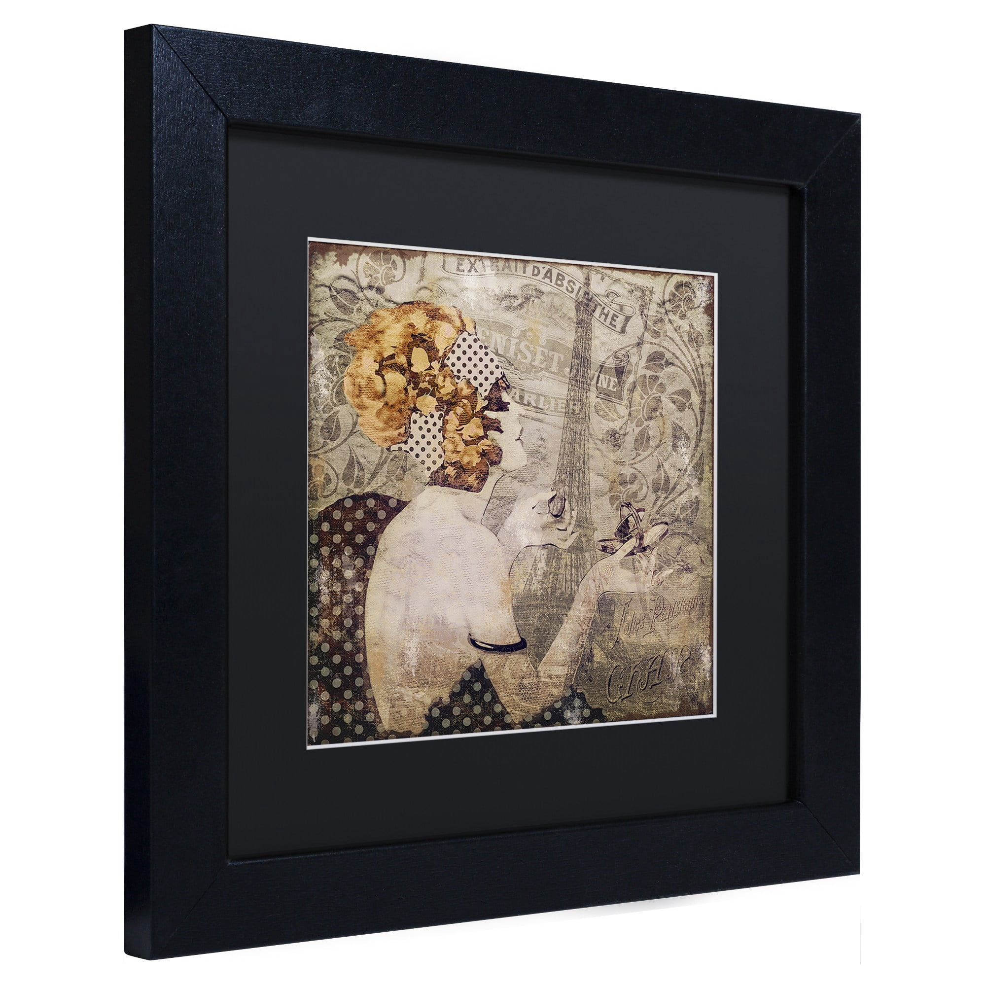 Trademark Fine Art "A Date With Paris" Canvas Art by Color Bakery Black Matte, Black Frame