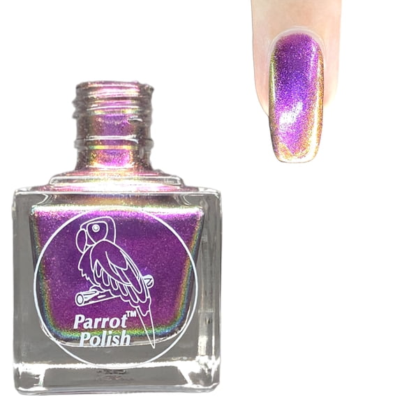 Parrot Polish Multichrome Nail Polish, Quick Dry Purple Pink Ultra Shine Lacquer, Long Lasting Glossy Chrome Nail Enamel, Arabella, 0.5 Fl Oz
