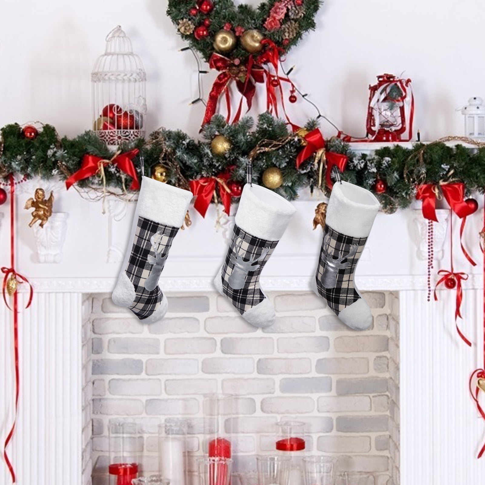 3 Pack Christmas Stockings Bulk 20" Xmas Hanging Stocking Suitable for Decorate Christmas Tree 