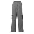 thumbnail image 4 of BRDFRL Cargo Pants for Women High Waisted Casual Pants Work Pants Baggy Stretchy Wide Leg Y2K Streetwear with Pockets Gray M, 4 of 6