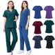 thumbnail image 2 of Ropa quirúrgica elástica de secado rápido, ropa de enfermera de hospital, traje de salón de belleza, ropa de lavado a mano con escote en V dividido, 2 of 6