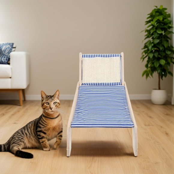Cat Hammock Bed, Wooden Cat Hammock Breathable Elevated for Indoor Cats