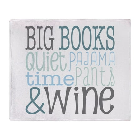 

CafePress - Big Books Pajamas Quiet Wine Blue Throw Blanket - Soft Fleece Throw Blanket 50 x60 Stadium Blanket