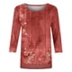 thumbnail image 4 of ICHUANYI ClearanceWomen's Fashion Printed T-shirt Mid-length 3/4 Sleeves Blouse Round Neck Casual Tops(Red, L) ICHUANYI WER20232080506204, 4 of 5