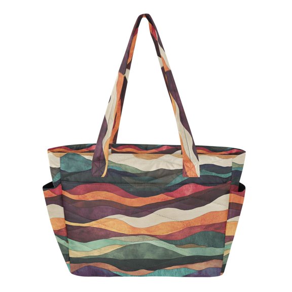 FORMRS Tote Bag for Women Quilted Large Capacity Travel Work Carry On Shoulder Handbag, Artistic Desert Pattern