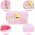 thumbnail image 3 of Bolsa de maquillaje de piel sintética, portátil, impermeable, bolsa de cosméticos, bolsa de viaje, organizador de accesorios de viaje, bolsa de maquillaje para mujer, rosa, 3 of 5
