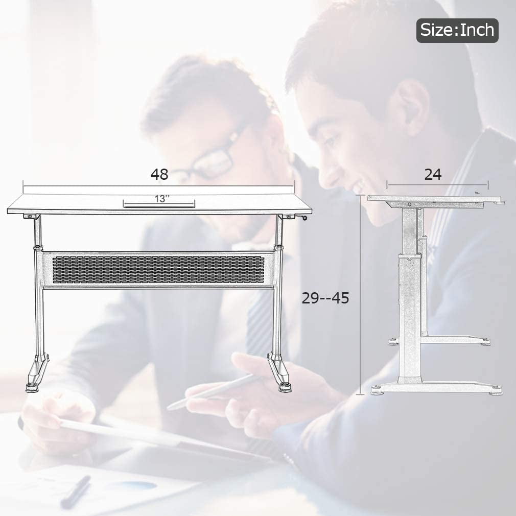 Standing Desk Converter Computer Workstation Height Adjustable Desk Large Desktop Stand Up Desk Ergotron Laptop Sit-Stand Desk Fit Dual Monitor for Home Office White,48inches