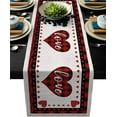 thumbnail image 1 of Chemin de Table Foulard Extra Long en Coton et Lin Saint-Valentin Carreaux Buffalo Rouges et Noirs Amour Antidérapant Toile de Jute Rectangulaire Nappes Déco pour Mariage Fête Souper des Fêtes Maison,13x120 Pouces,Blanc, 1 of 7