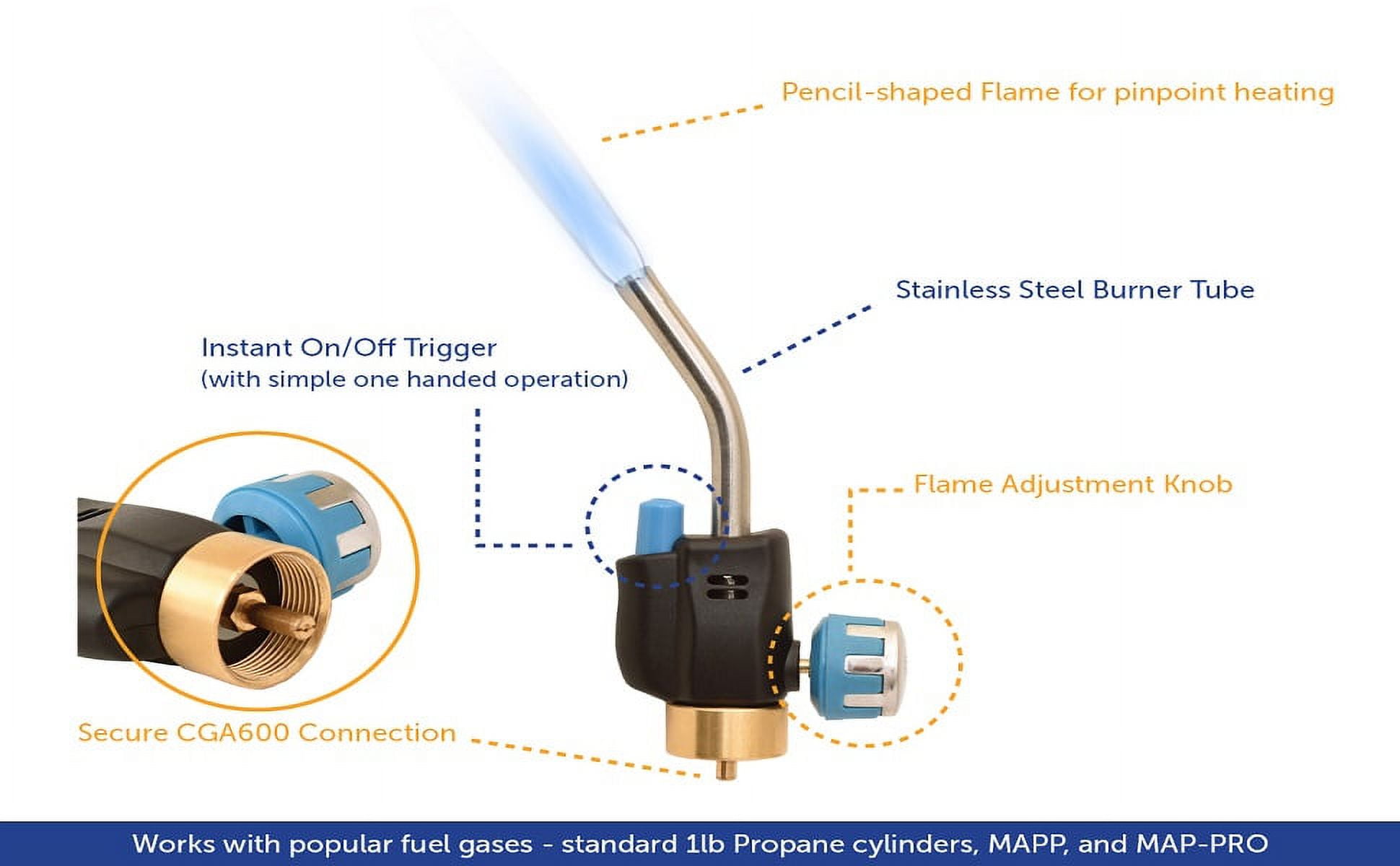 Flame King Propane Blow Torch Head with Igniter for Soldering, Light Welders & Brazing, 0.5amps