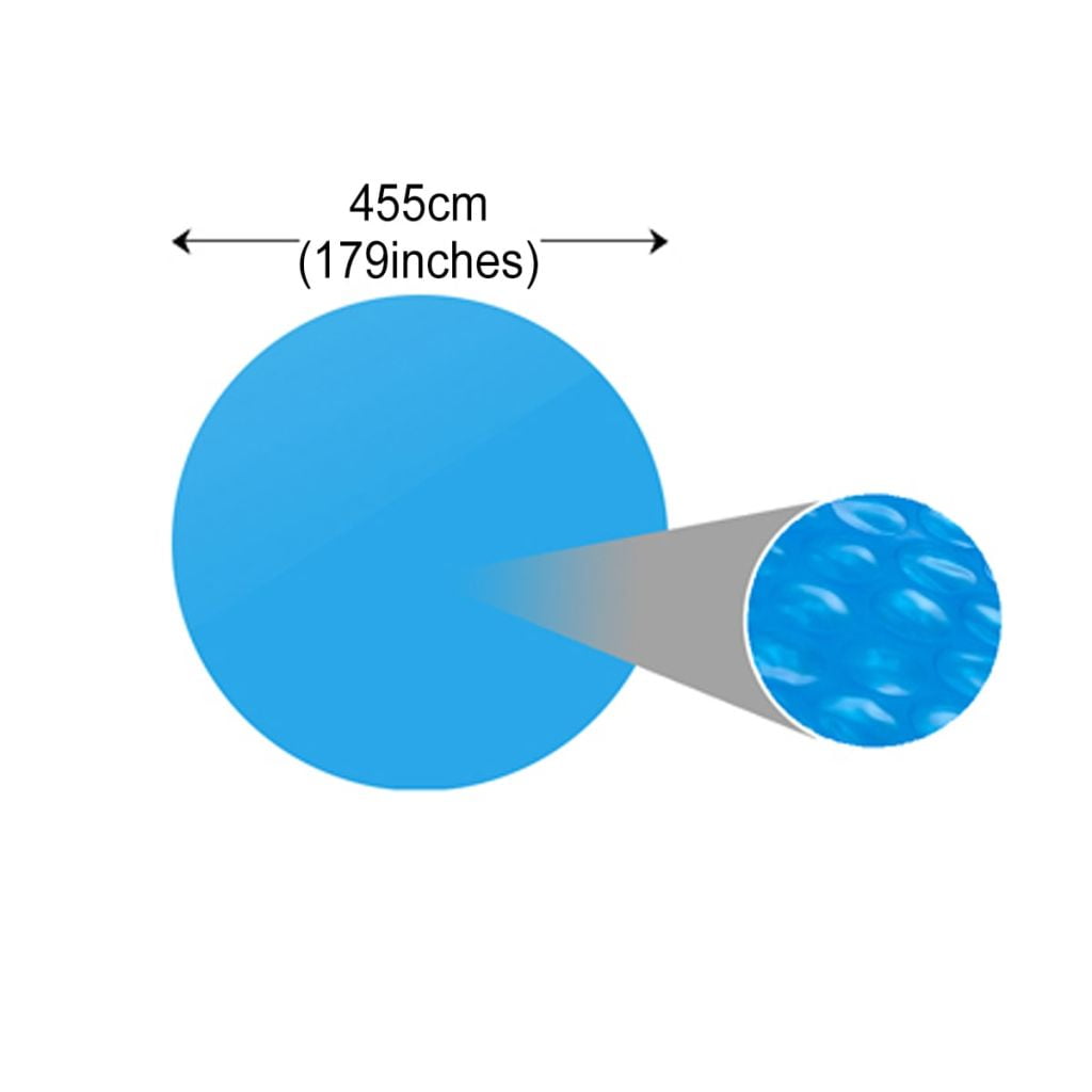 vidaXL Solar Pool Film Floating Round PE 455cm Blue Bubble Padding Cover Sheet